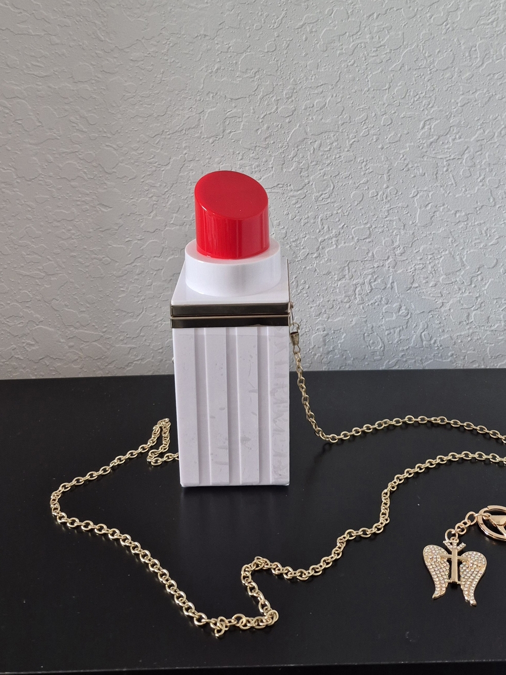 White Lipstick Crossbody Bag